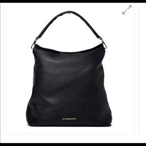 AUTHENTIC BURBERRY London Black Grainy Leather Cale Medium Hobo Bag